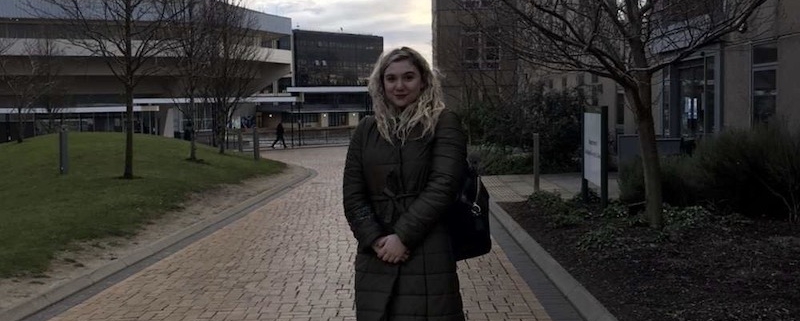 Girl in front of York University