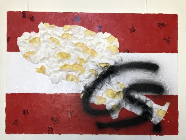 Graffiti and Austrian flag collage by art student