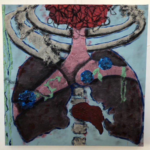Painting of lungs made by art student