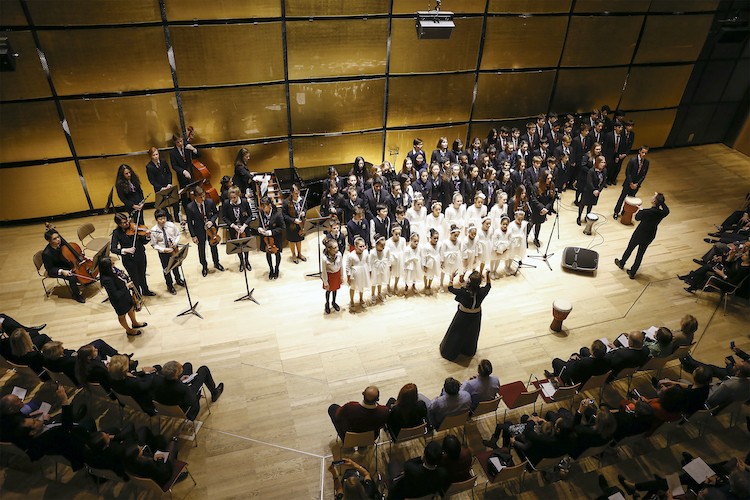 Choir and Orchestra on stage